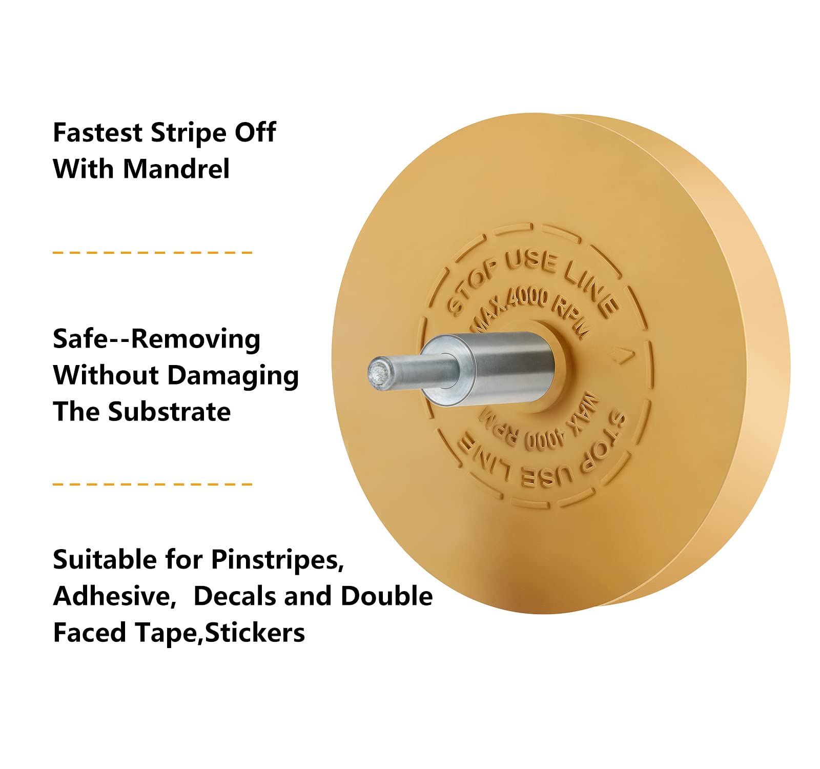 Luckyguard Decal Remover Eraser Wheel - Yellow Rubber - Compatible With Home Power & Pneumatic Drills